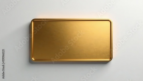Gold rectangle button with frame on minimalist background, frame, modern