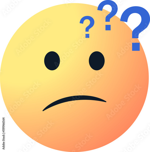 thinking emoticon, confused face emoji with question marks symbol