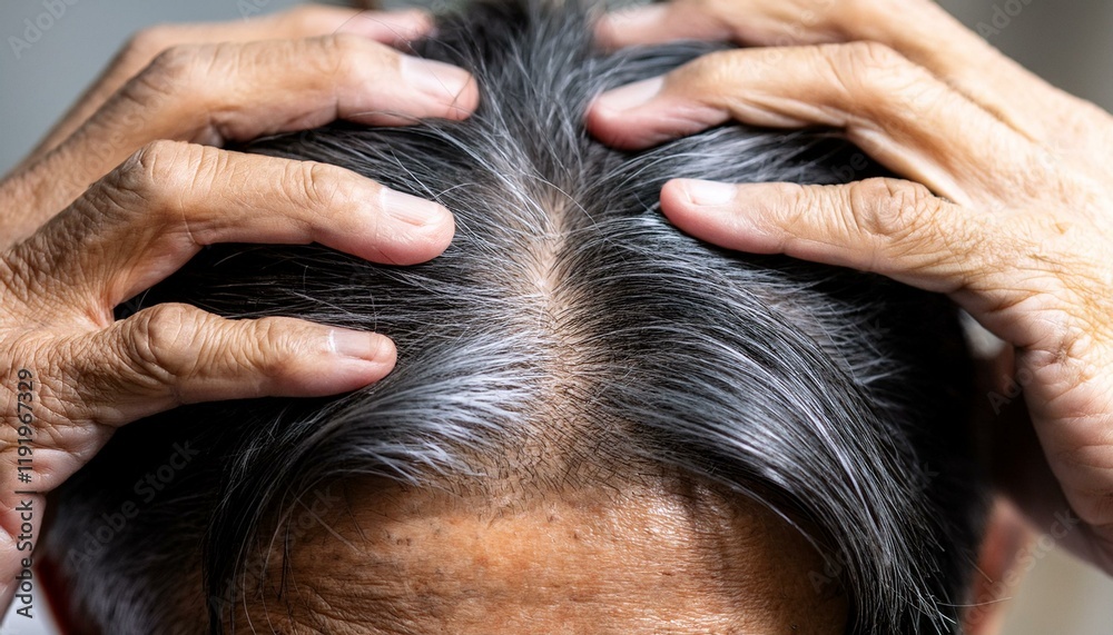 Obraz premium 頭皮を気にしている男性