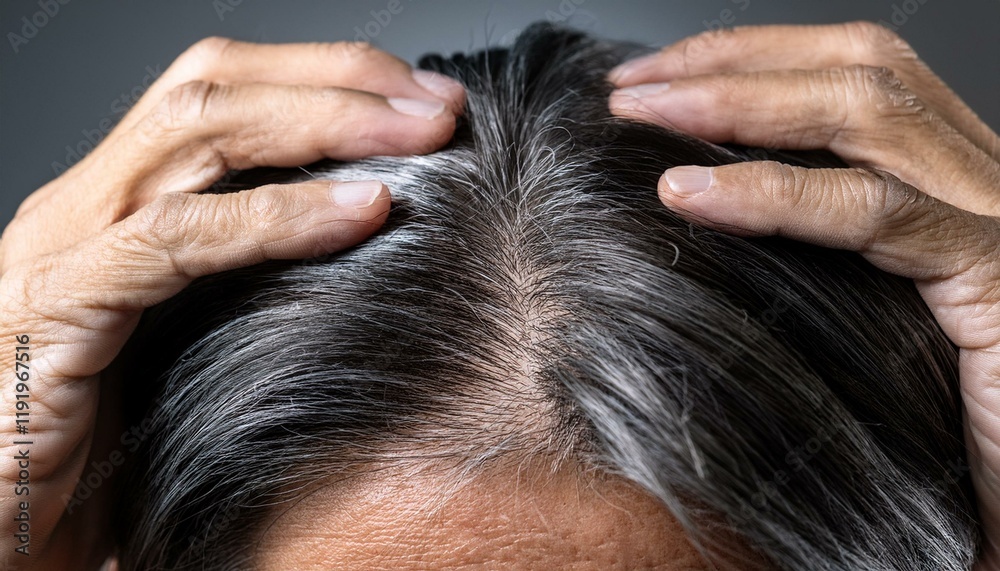 Fototapeta premium 頭皮を気にしている男性