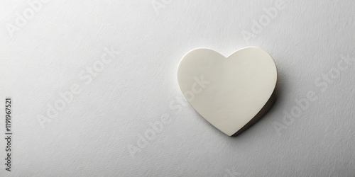 Heart-shaped sticker on a smooth surface with a subtle texture, placed against a plain background of white or light-colored paper, office decoration, minimalist design