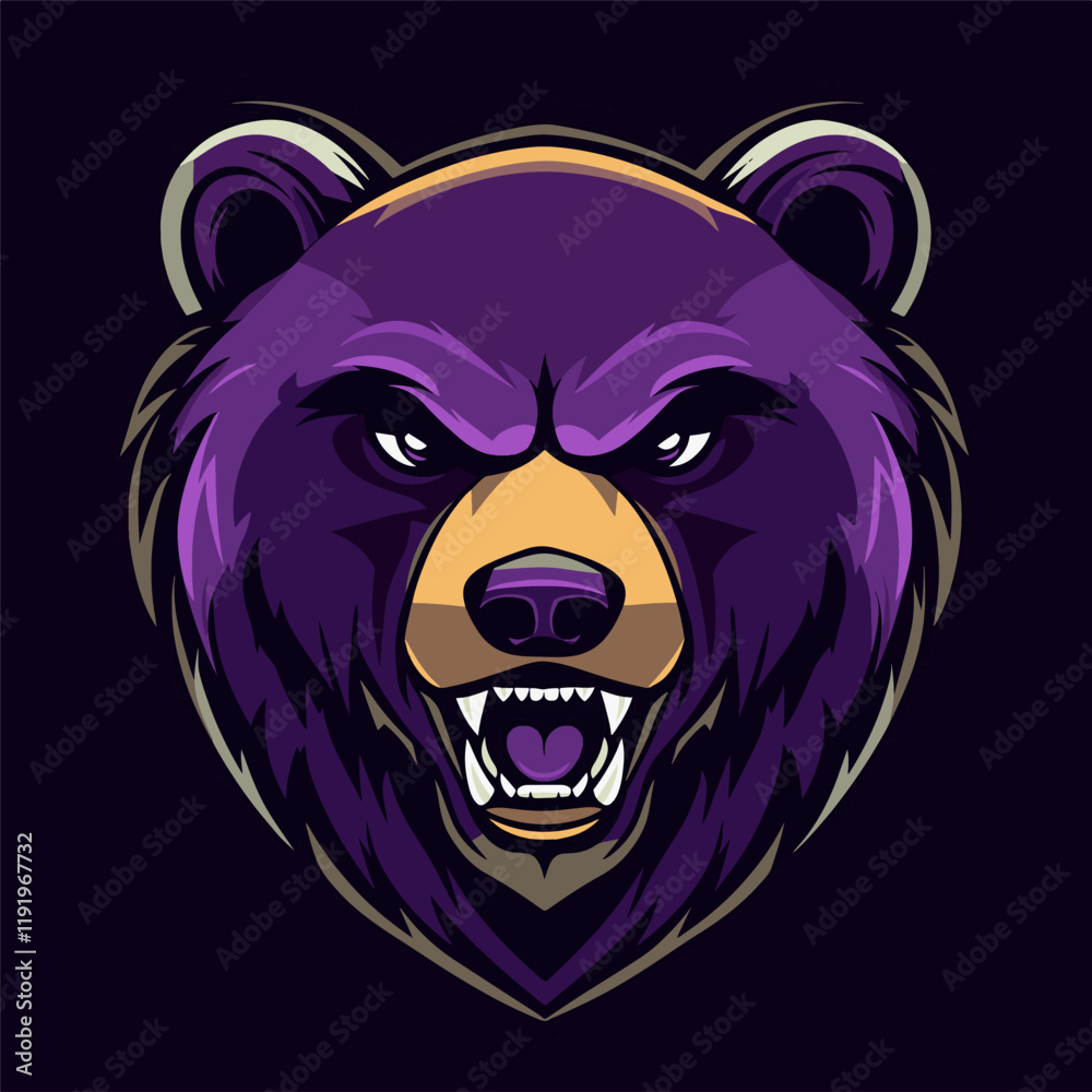Fototapeta premium Bear mascot logo, Esports gaming emblem of different variations of Bear, Sports Team emblem, Bear logo collection, Animal Logo set for team, Bear face or bear head logo, tshirt print design