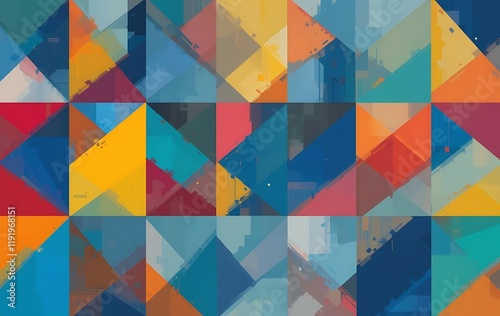 Abstract Geometric Pattern Colorful Triangles Design photo