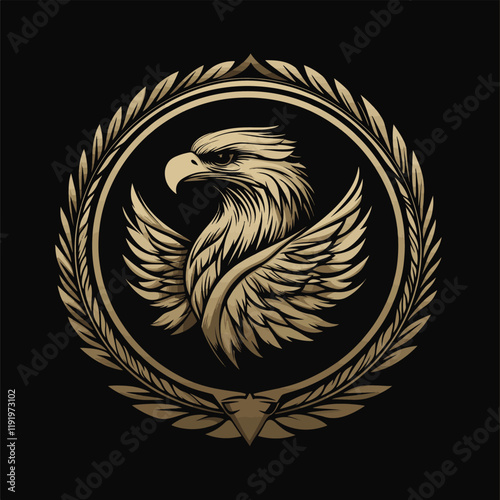 Abstract eagle or hawk head isolated. Template for design mascot, label, badge, emblem or other branding. Vector illustration.