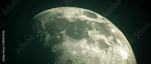 Close up Moon Surface  Cratered Lunar Landscape  Night Sky  Celestial Body  Space Explorat photo