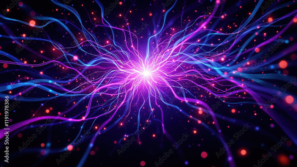Vibrant Abstract Energy Field with Glowing Lines and Colorful Particles in Cosmic Background Vibrant Abstract Energy Field with Glowing Lines and Colorful Particles in Cosmic Background