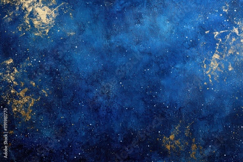 Deep blue textured background with gold accents, resembling a night sky. Ideal for adding a celestial or luxurious feel to designs, websites, or presentations.
