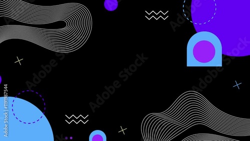 Wallpaper Mural abstract geometric shapes with vibrant colors on black background seamless 4k video background motion pop art design Torontodigital.ca