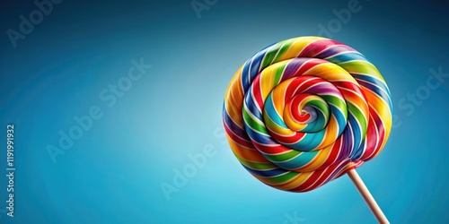 Colorful Swirl Lollipop in Mid Air, whimsical sweets, colorful sweets display photo