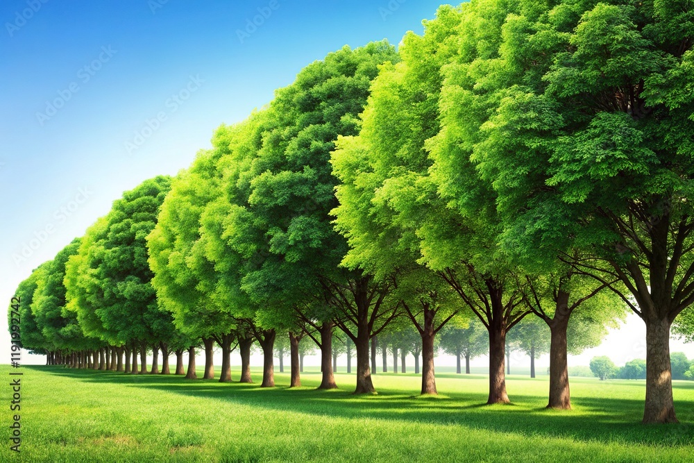 Lush Green Tree Line, Isolated, High-Resolution Stock Photo, Nature Background Lush Green Tree Line, Isolated, High-Resolution Stock Photo, Nature Background