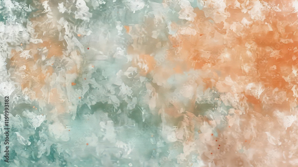 Fototapeta premium Abstract watercolor texture with soft hues of blue and orange, ideal for backgrounds.