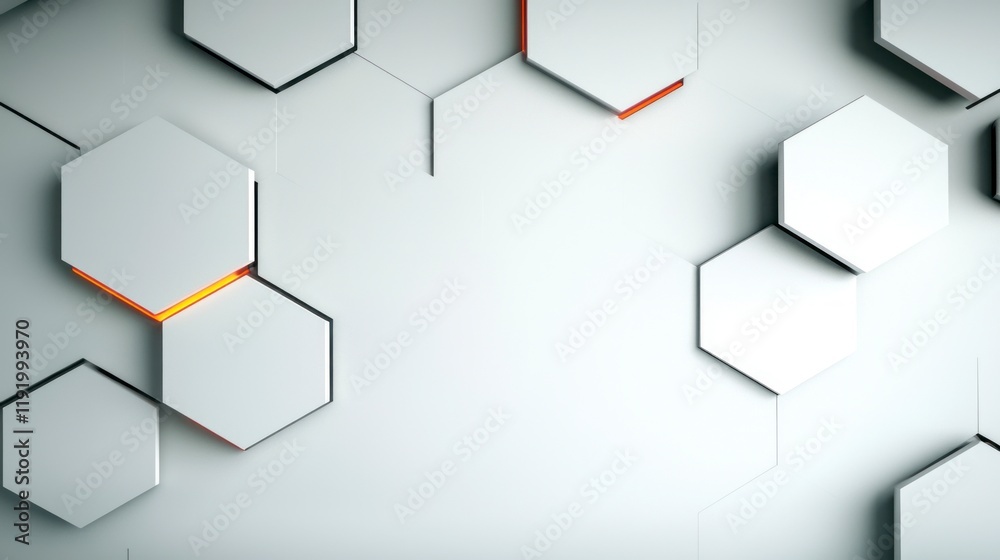 Abstract Hexagon Pattern  White 3D Geometric Background