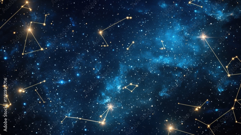 Fototapeta premium Celestial Night Sky Constellations Stars and Cosmic Nebula Background Image