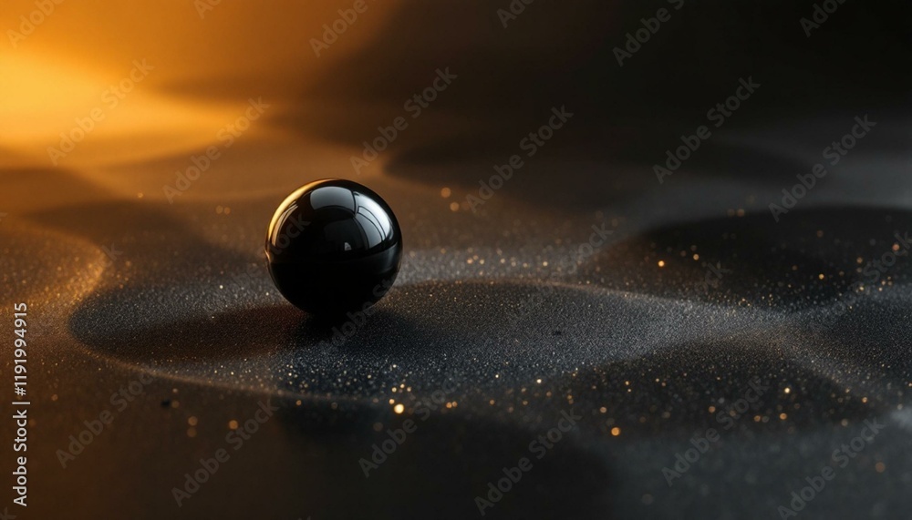 Black Sphere on Golden Sand Abstract Art Photography Black Sphere on Golden Sand Abstract Art Photography