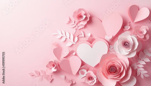 Creative valentine's papercut card design in soft pink artistic display home decor romantic concept