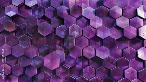 A textured surface of interconnected purple hexagons, creating a visually striking pattern.