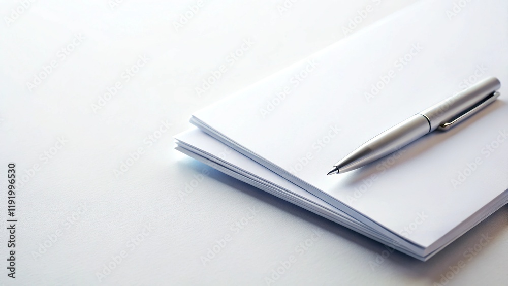 Sharp White Papers & Pen: Clean Minimalist Office Stationery Photography Sharp White Papers & Pen: Clean Minimalist Office Stationery Photography