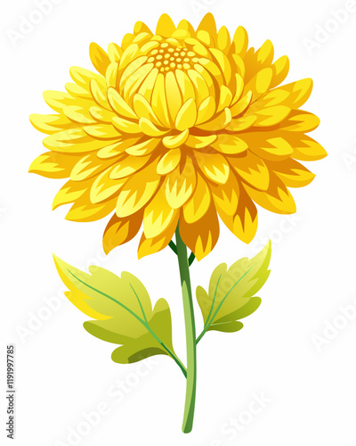 A vibrant yellow chrysanthemum flower with layered petals.