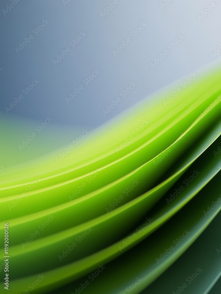 Obraz premium Soft light illuminates vibrant green paper curves gracefully arranged. AI Generated