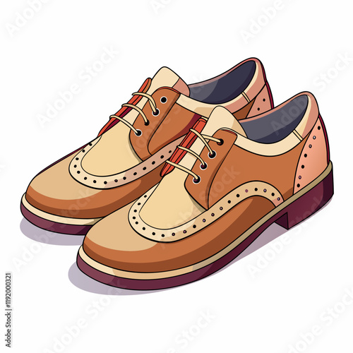 Illustration of stylish brown and beige shoes with laces.