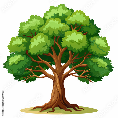 Lush green tree canopy with vibrant foliage and sturdy branches.