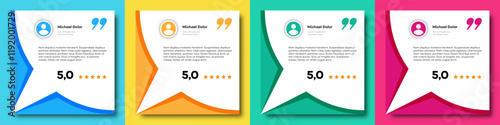 Feedback box set, bubble testimonial banner, quote, infographic. Social media post template vector 10 eps