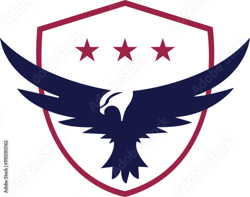 Eagle head mascot vector logo design vector illustration with shield on white.This is an editable eps vector file photo