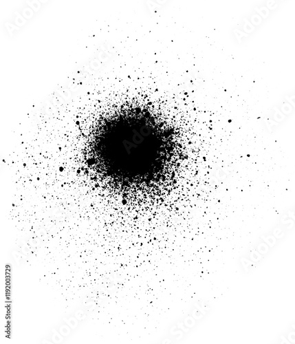 Abstract black spray paint smudge with flowing texture and splatter
