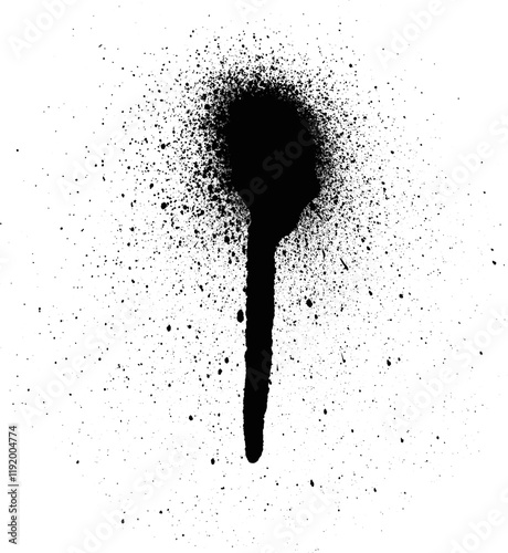 Φωτογραφία Abstract graffiti black spray paint splatter with scattered drops