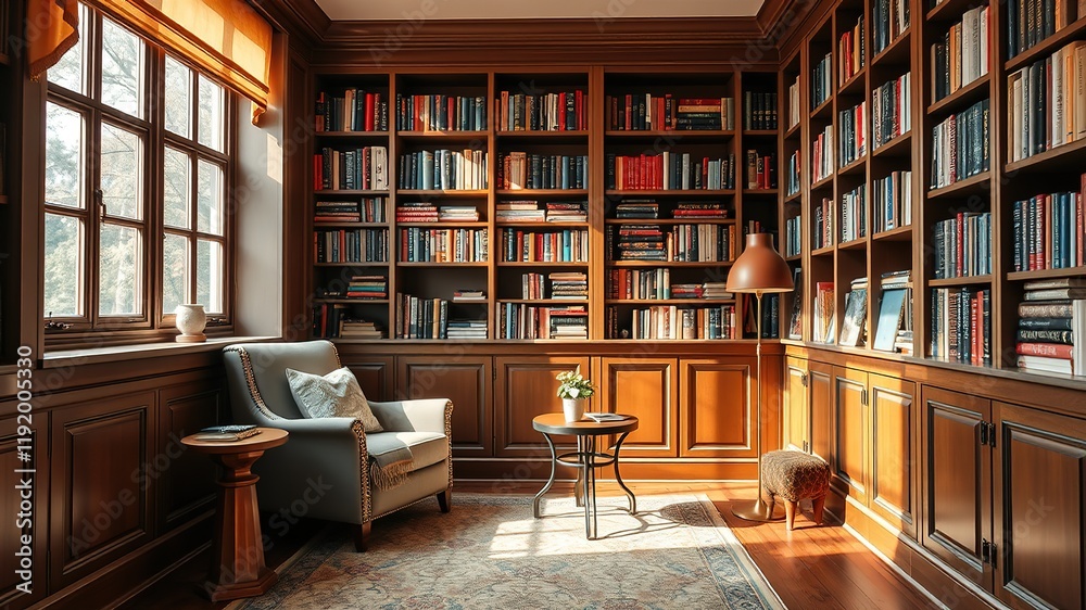 Cozy Reading Nook with Built-in Bookshelves - Home Decor AI Photo Cozy Reading Nook with Built-in Bookshelves - Home Decor AI Photo