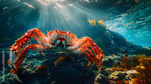 Majestic King Crab in Natural Habitat: A Glimpse of Marine Biodiversity photo