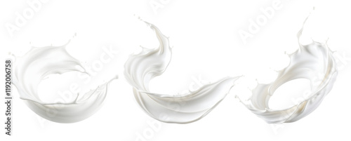 milk splashing set isolated cutout, dairy splash transparent png
