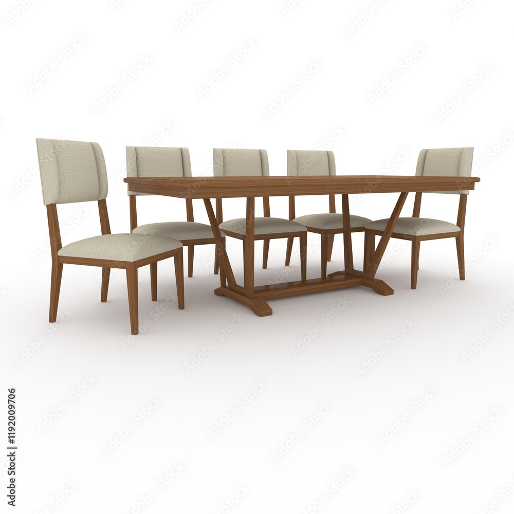 Fototapeta premium 3d render Dining Set design element. Furniture Collection