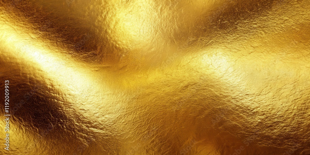 Fototapeta premium Luxurious metallic gold foil background with subtle light reflections, creating a sense of opulence and sophistication, sophisticated decor, rich texture