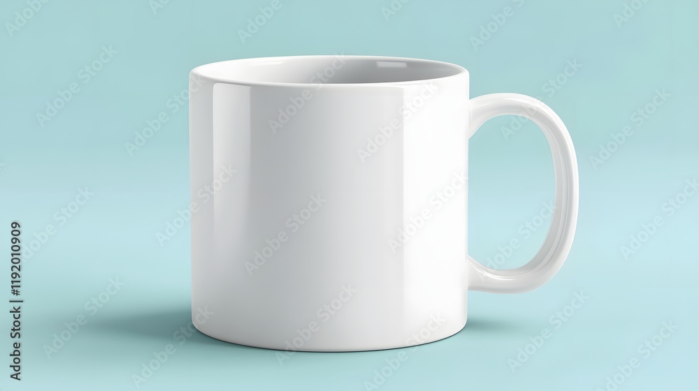 Obraz premium White Mug 3D Render Illustration - Clean, Simple Design for Mockup