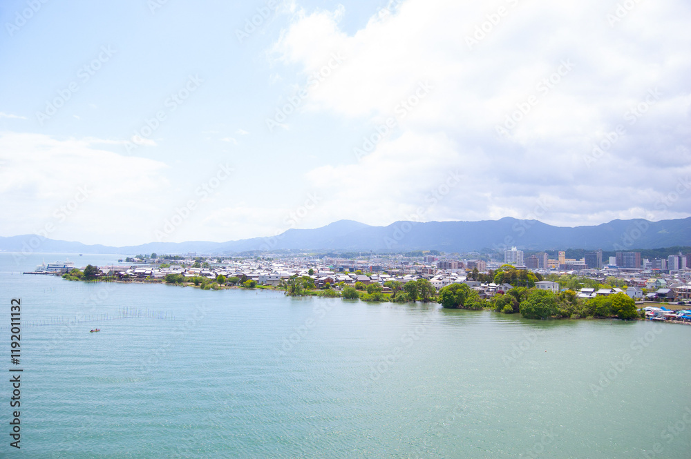 Fototapeta premium 滋賀県 琵琶湖のある風景 Shiga Biwako Mother Lake