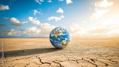 Illustration of earth lying on cracked earth