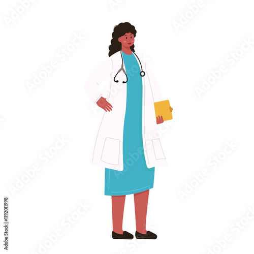 Female Doctor in White Coat Illustration