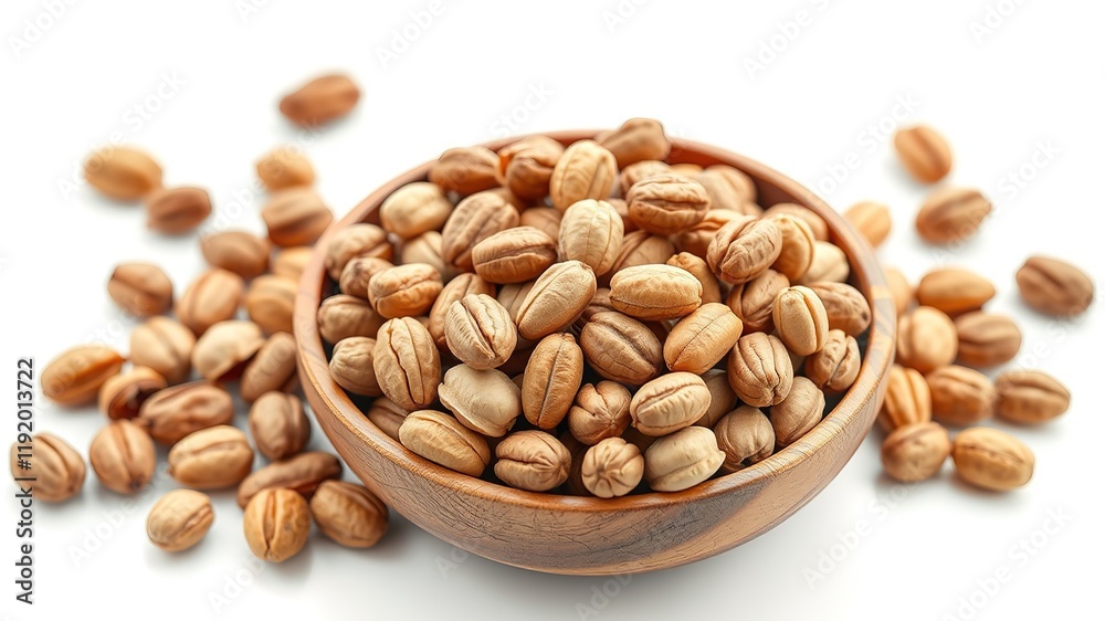 Mixed Nuts in Wooden Bowl - Flat Lay, High-Resolution