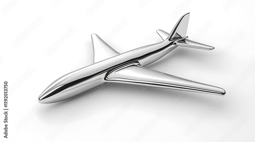 Stunning silver airplane model studio 3d render minimalistic style Stunning silver airplane model studio 3d render minimalistic style
