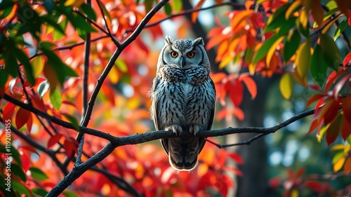 Owl on Tree -  Stunning Nature Photography,  AI Art,  Beautiful Wildlife photo