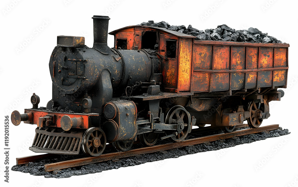 Fototapeta premium Rusty coal train model on tracks