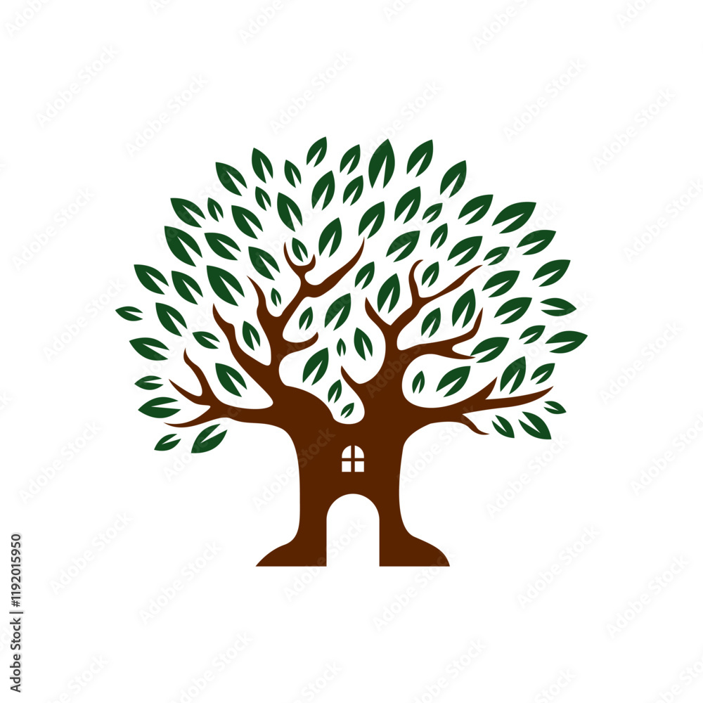 Naklejka premium simple modern Treehouse logo design graphic vector illustration