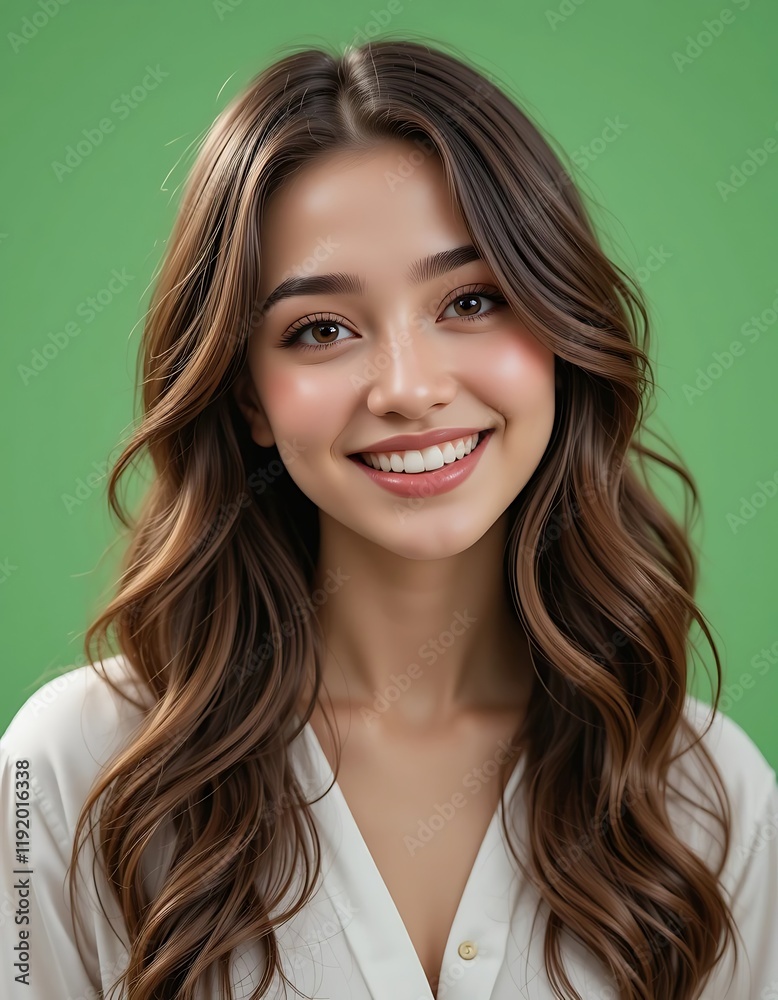 Portrait of a Smiling Woman with Long Brown Hair Portrait of a Smiling Woman with Long Brown Hair