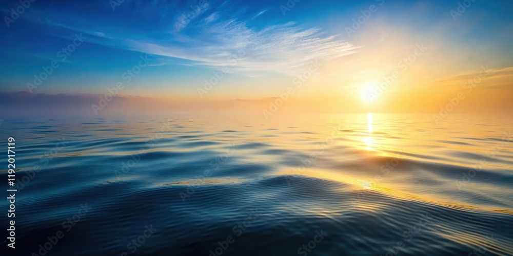 Obraz premium Softly glowing sea surface with gentle ripples and misty morning fog rising from the ocean , ocean, fog