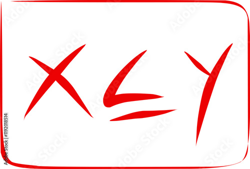 math symbol x is less than or equal to y in doodle style
