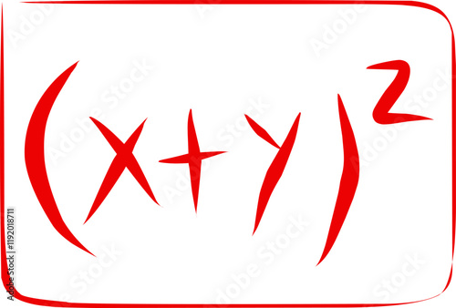 math symbols x plus y all squared in doodle style