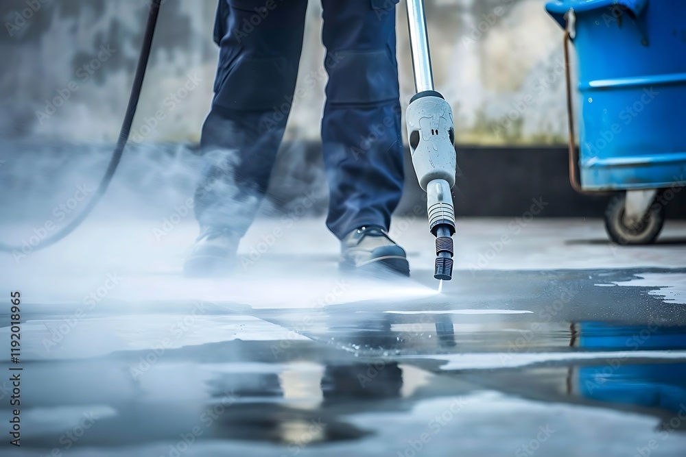 Fototapeta premium Cleaning service worker washing car