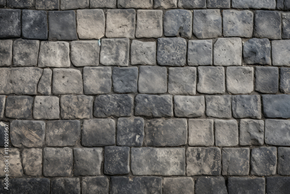 Fototapeta premium Processed collage of old european cobble stone pavement texture. Background for banner