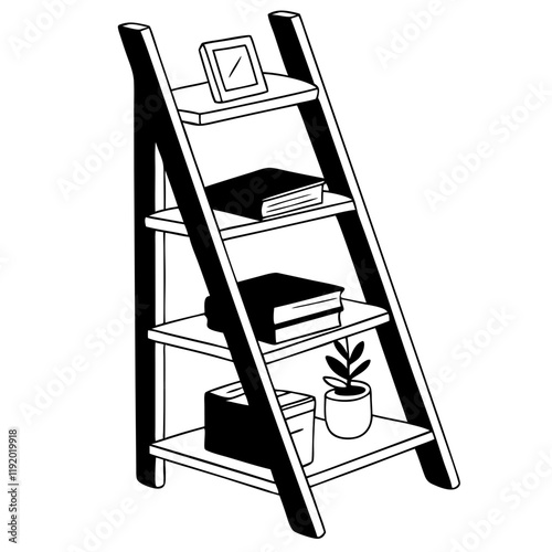 Wooden Ladder Shelf